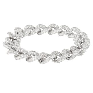 White Gold and 12.25ct Diamond Cuban Link Bracelet