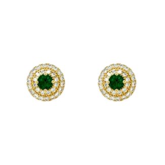 Gold, Emerald And Diamond Earrings