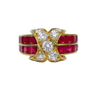 Gold, Ruby and Diamond Band Ring