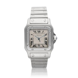 Santos de Cartier Galb?e Reference W20060D6, a stainless steel quartz wristwatch with date, Circa 1980s