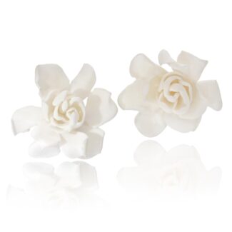Rose Gold and Resin Gardenia Earclips