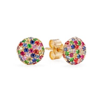 Gold, Diamond, Sapphire, Ruby and Tsavorite Sprinkled Doughnut Earrings