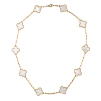 Gold and Mother of Pearl 10 Motifs Vintage Alhambra Necklace