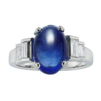 Vintage White Gold 8.22ct Sapphire and Diamond Ring