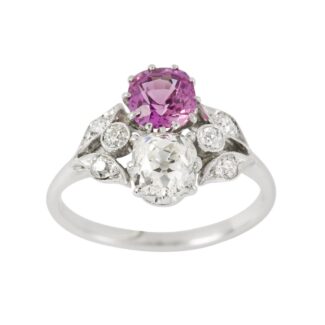 Vintage Platinum 1.08ct Pink Sapphire and Diamond Ring