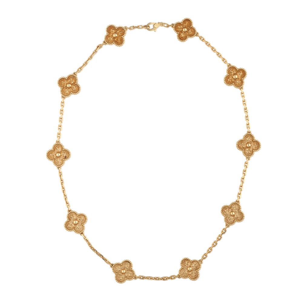 Gold 10 Motifs Vintage Alhambra Necklace