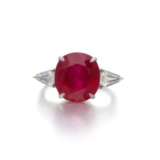Platinum, 7.45ct Burmese Ruby and Diamond Ring
