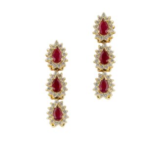Gold, Ruby and Diamond Drop Earrings