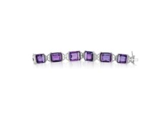 White Gold, Amethyst and Diamond Gossip Bracelet