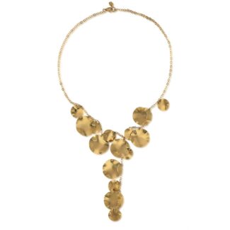 Gold Disc Lariat Necklace