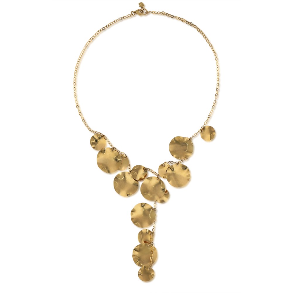 Gold Disc Lariat Necklace