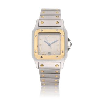 Santos Reference 1566, a yellow gold and stainless steel quartz wristwatch with date, Circa 1980s