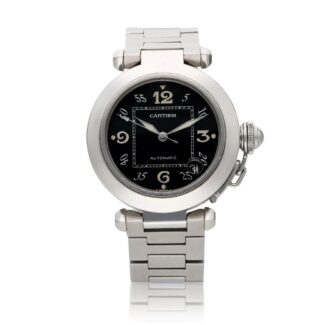 Pasha C de Cartier Reference W31043M7, a stainless steel automatic wristwatch with date