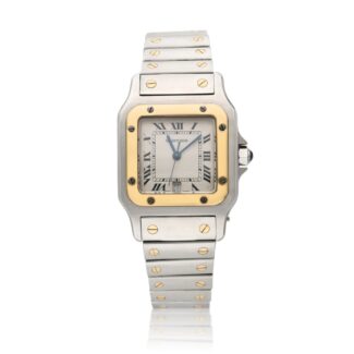 Santos de Galbee Reference 1566, a yellow gold and stainless steel quartz wristwatch with date