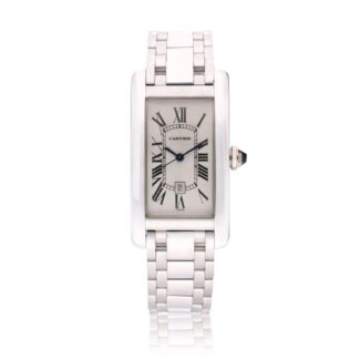 Tank Americiaine Reference W26036L1, a white gold automatic wristwatch with date