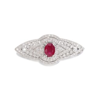 White Gold, Ruby and Diamond Brooch
