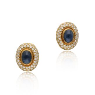 Gold, Sapphire and Diamond Earclips