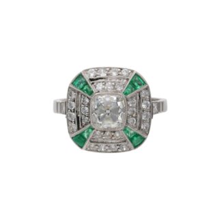 Platinum, Diamond and Emerald Ring