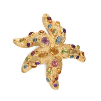 Gold and Multi-Gem Starfish Brooch