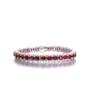 White Gold, Burmese Ruby, Ruby and Diamond Bracelet