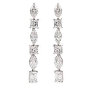 White Gold and 6.50ct Diamond Drop Earrings