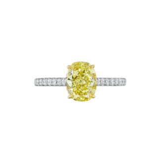 Platinum, Gold, 1.42ct Fancy Intense Yellow Diamond and Diamond Ring