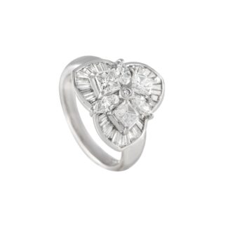 Platinum and Diamond Floral Cocktail Ring