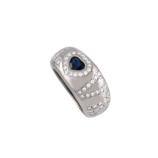 White Gold, Sapphire and Diamond Love Band Ring