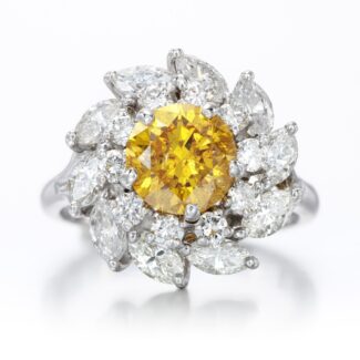 White Gold, Fancy Deep Orange Yellow Diamond 1.45cts Ring