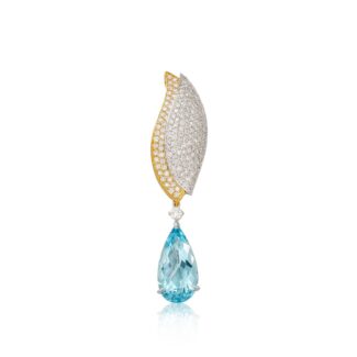 White Gold, Gold, Aquamarine and Diamond Pendant