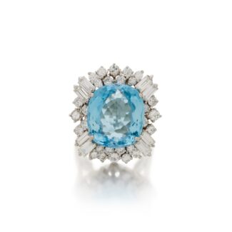 White Gold, Aquamarine and Diamond Ring