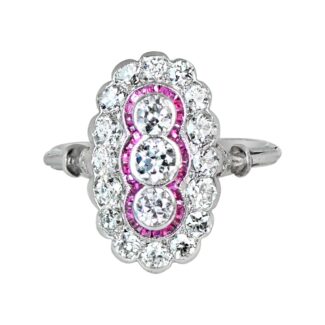 Platinum, Ruby and 1.30ct Diamond Cocktail Ring