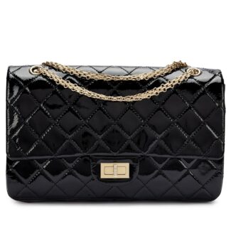Black Quilted Patent 2.55 Reissue 227 Double Flap Brushed Gold Hardware, 2013-14