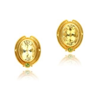 Gold, Citrine and Peridot Earclips