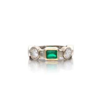 White Gold, Gold, Emerald and Diamond Ring