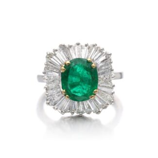 Platinum, 1.90ct Emerald and Diamond Ring