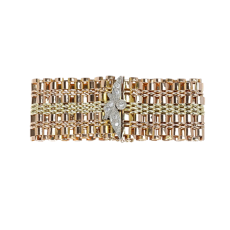 Tri-Color Gold and Diamond Bird Bracelet