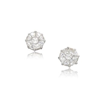 White Gold and Illusion Set Diamond Stud Earrings
