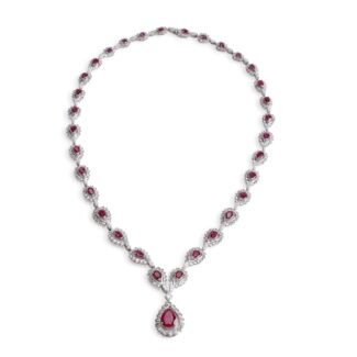 White Gold, Ruby and Diamond Necklace