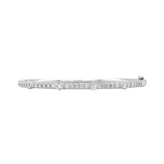 White Gold and Diamond Hinged Bangle Bracelet