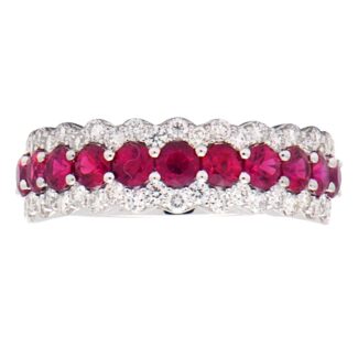 White Gold, Ruby and Diamond Band Ring