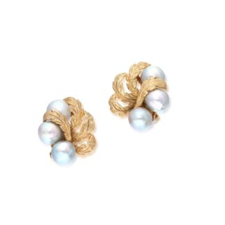Gold and Cultured Pearl Earclips