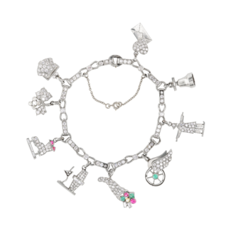 Platinum, Diamond, Ruby and Emerald Charm Bracelet