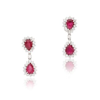 White Gold, 8.05ct Ruby and Diamond Drop Earclips
