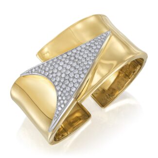 White Gold, Gold and Diamond Cuff Bracelet