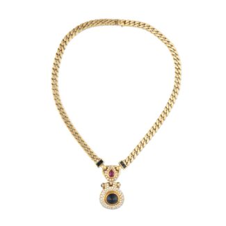 Gold, Sapphire, Ruby and Diamond Necklace