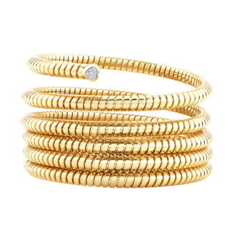 Gold and Diamond Trisolina Five Row Bangle