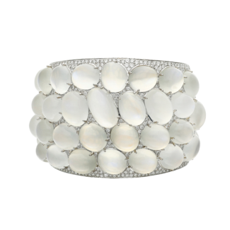 Moonstone and Diamond Bangle Bracelet