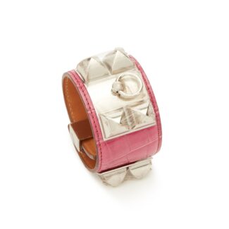 Fuchsia Shiny Alligator Collier de Chien Palladium Hardware, 2012