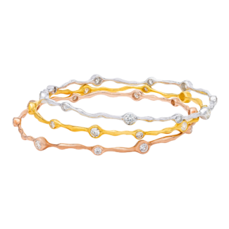 Tri-Color Gold and Diamond Bangle Set